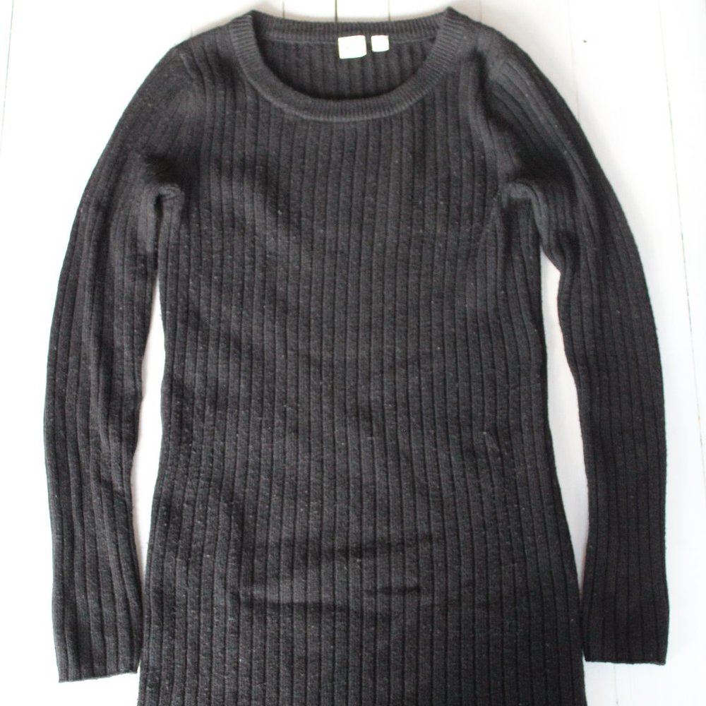 Black Long Sleeve Knit Sweater Mini Dress From Gap